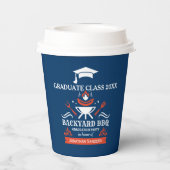 Graduation BBQ Party Backyard Navy Blue Pappbecher (Rückseite)