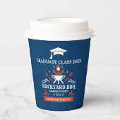 Graduation BBQ Party Backyard Navy Blue Pappbecher (Vorderseite)