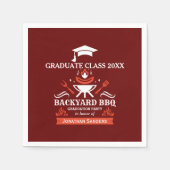 Graduation BBQ Party Backyard Red Background Serviette (Vorderseite)