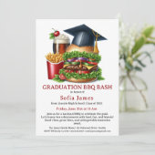 Graduation BBQ Party Invitation | Backyard Cookout Einladung (Stehend Vorderseite)