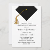Graduation Black Cap And Tassel Photo Open House Einladung (Vorderseite)