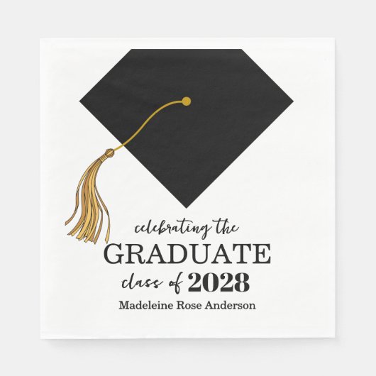 Graduation Black Cap And Tassel Photo Open House  Serviette (Vorderseite)