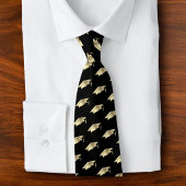 Graduation Black Gold Foil Cap Icon Pattern Bold Krawatte