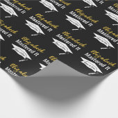 Graduation Black White and Gold Name Mastered It Geschenkpapier (Ecke)