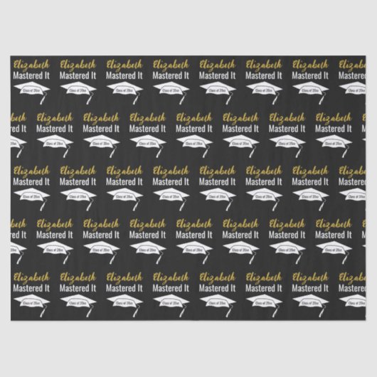 Graduation Black White and Gold Name Mastered It Seidenpapier (Vorderseite)