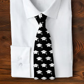 Graduation Black White Cap Icon Pattern Keepsake Krawatte