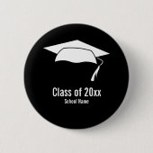Graduation Black White School Name Class of 2026 Button (Vorderseite)
