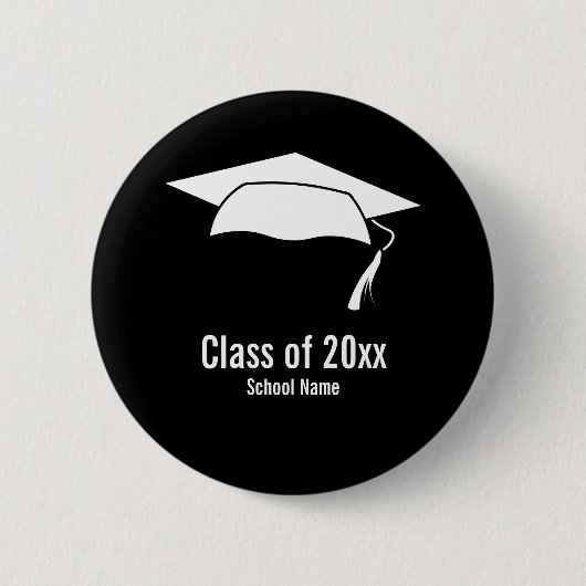 Graduation Black White School Name Class of 2026 Button (Vorderseite)