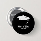Graduation Black White School Name Class of 2026 Button (Vorne & Hinten)