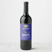 Graduation blue and gold wine label weinetikett (Vorderseite)
