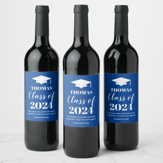 Graduation blue wine label weinetikett (Flaschen)