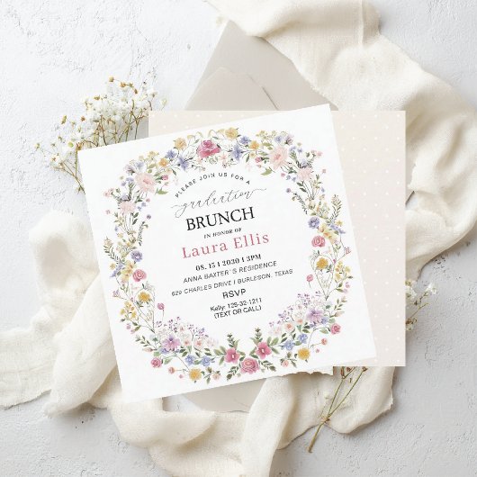 Graduation Brunch elegant modern watercolor Einladung