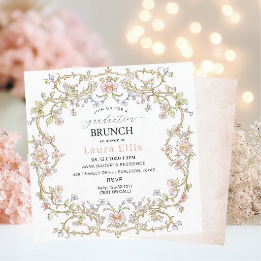 Graduation Brunch elegant modern watercolor Einladung