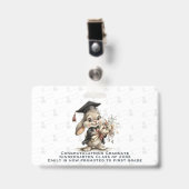 Graduation Bunny Badge Clip – Cute Diploma Pattern Ausweis (Vorderseite mit Clip)