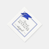 Graduation Cap 2025 Metallic Royal Blue Script Serviette (Ecke)