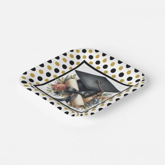 Graduation Cap And Diploma Pappteller (Gewinkelt)