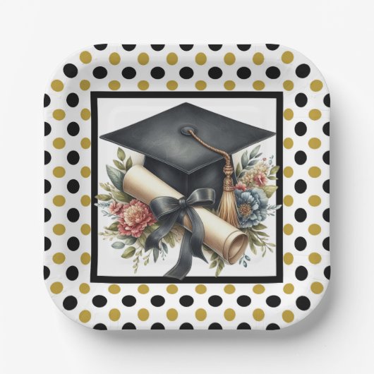 Graduation Cap And Diploma Pappteller (Vorderseite)