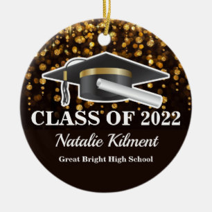 Graduation Cap Black and Gold Class of 2022 Foto Keramik Ornament