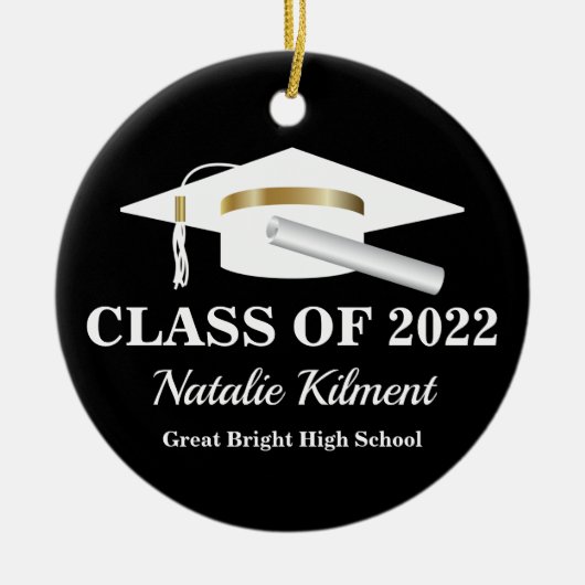 Graduation Cap Black and Gold Class of 2022 Foto Keramik Ornament (Vorne)