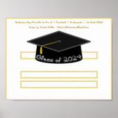 Graduation Cap Black Hat Class 2024 White Schrifta Poster (Vorne)