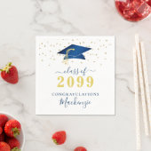 Graduation Cap Blue Gold Confetti Script Serviette (Beispiel)