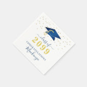 Graduation Cap Blue Gold Confetti Script Serviette (Ecke)