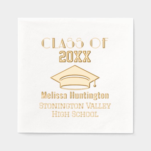 Graduation Cap Bold Name "Class of" Year #2C Servietten Mit Folie (Vorderseite)