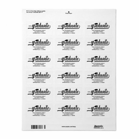 Graduation Cap Chic Script-Rücksendeadresse Adressaufkleber (Vorne)