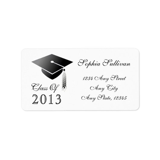 Graduation Cap Class of 2014 Name and Address Adressaufkleber (Vorne)