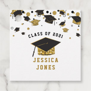 Graduation Cap Class of 2021 für Black & Gold Glit Geschenkanhänger