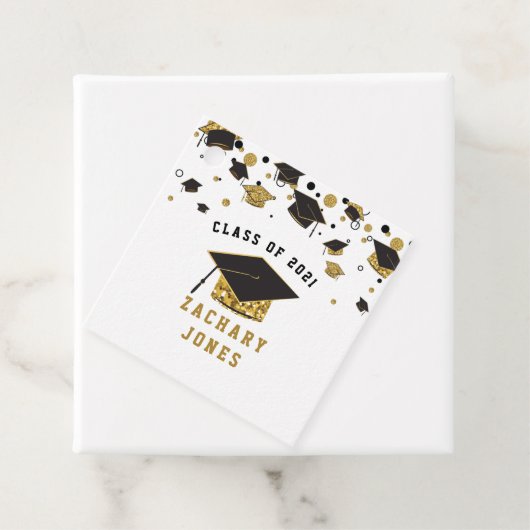 Graduation Cap Class of 2021 für Black & Gold Glit Geschenkanhänger (Beispiel)