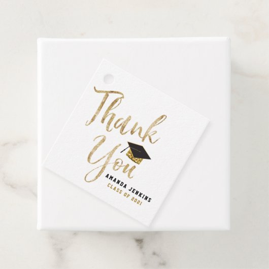 Graduation Cap Class of 2021 für Black & Gold Glit Geschenkanhänger (Beispiel)