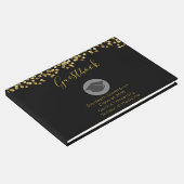 Graduation Cap Class of 20xx Imitats Gold Glitzer Gästebuch (Ecke)