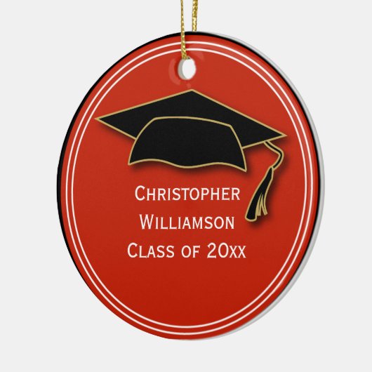 Graduation Cap Class of Keepake School Orange Keramik Ornament (Links)