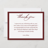 Graduation Cap Dark Maroon Vielen Dank Mitteilungskarte (Rückseite)