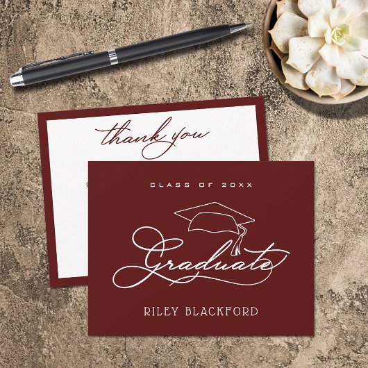 Graduation Cap Dark Maroon Vielen Dank Mitteilungskarte