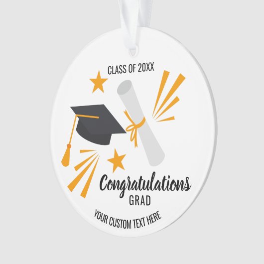Graduation Cap Diploma Class of 20XX Custom Ornament (Vorderseite)