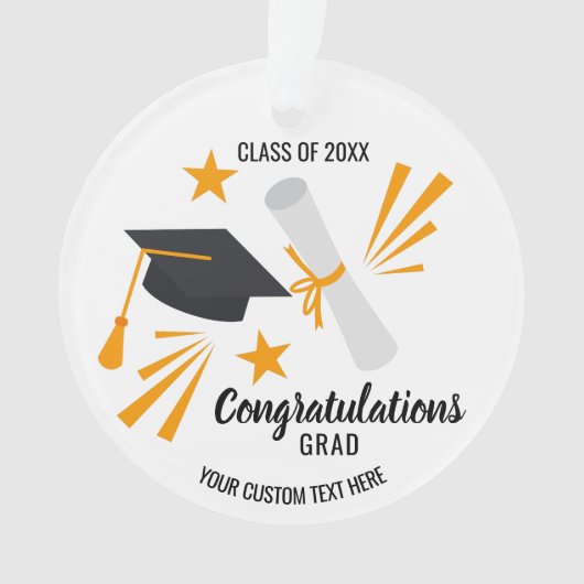 Graduation Cap Diploma Class of 20XX Custom Ornament (Vorderseite)
