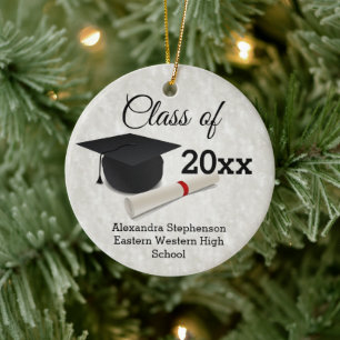 Graduation Cap Diploma Customized Keramik Ornament