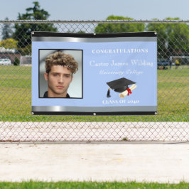 Graduation Cap Diploma Personal Foto Black Blue Banner