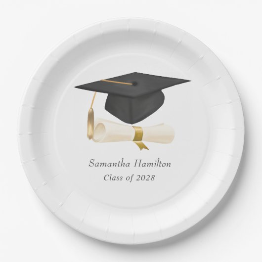 Graduation Cap Diploma Personalized Party Pappteller (Vorderseite)