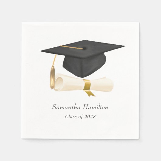 Graduation Cap Diploma Personalized Party  Serviette (Vorderseite)