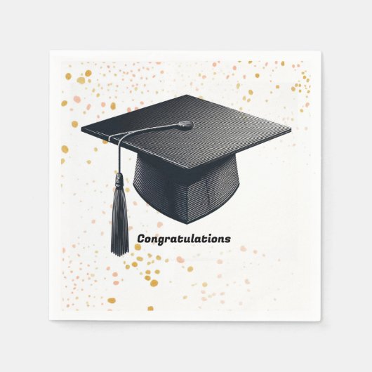 Graduation Cap Glückwunschpapier Napkins Serviette (Vorderseite)