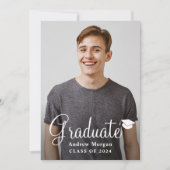 Graduation Cap & Gold Confetti Graduate Foto Grad Einladung (Vorderseite)
