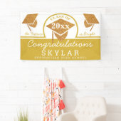Graduation Cap Gold Spaß Glückwünsche Party Banner (Insitu)