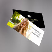 Graduation Cap Gold Student Name Card Elegant Mini Visitenkarte