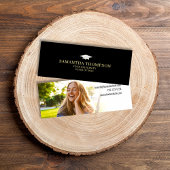 Graduation Cap Gold Student Name Card Elegant Mini Visitenkarte