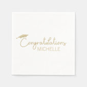 Graduation Cap Gratulationen Gold White Script Serviette (Vorderseite)