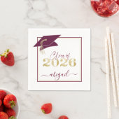 Graduation Cap Maroon Gold Script Class of 2025 Serviette (Beispiel)