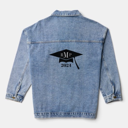 Graduation Cap Monogram Class 2024 Jeansjacke (Rückseite)